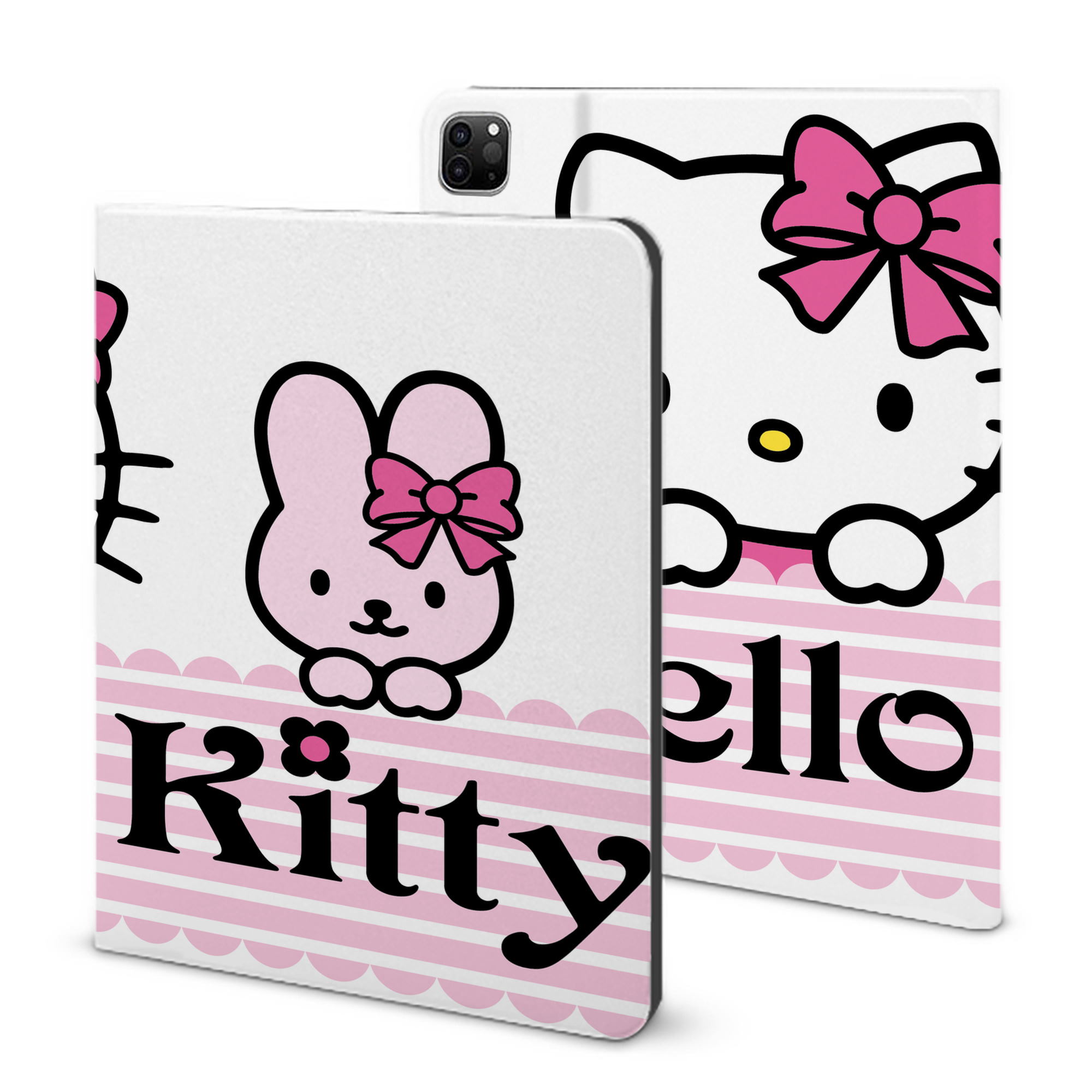 （画像用） Hello Kitty ハローキティ IPad ケース ブック型 PUレザー TPU 耐衝撃 軽量 薄型 ペン収納なし 全面保護 IPad 各モデル対応